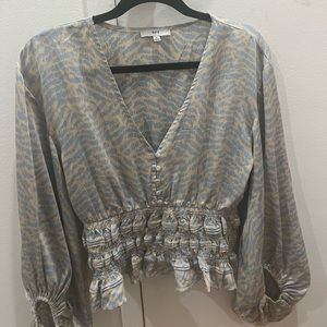 FATE blue and cream zebra blouse; size small